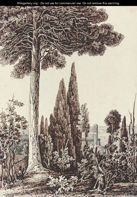 An Italianate tower observed through the trees - Harriet Cheney