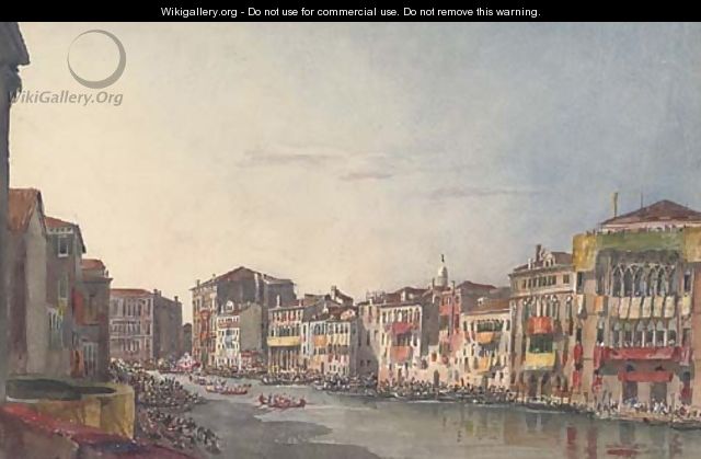 The visit of the Emperor of Austria to Venice in 1837, the Grand Canal lined with spectators - Harriet Cheney