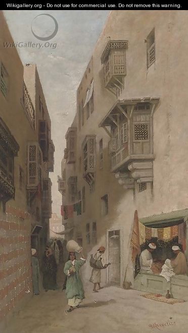An Eastern street scene, thought to be Cairo - Robert Magnus Chevalier