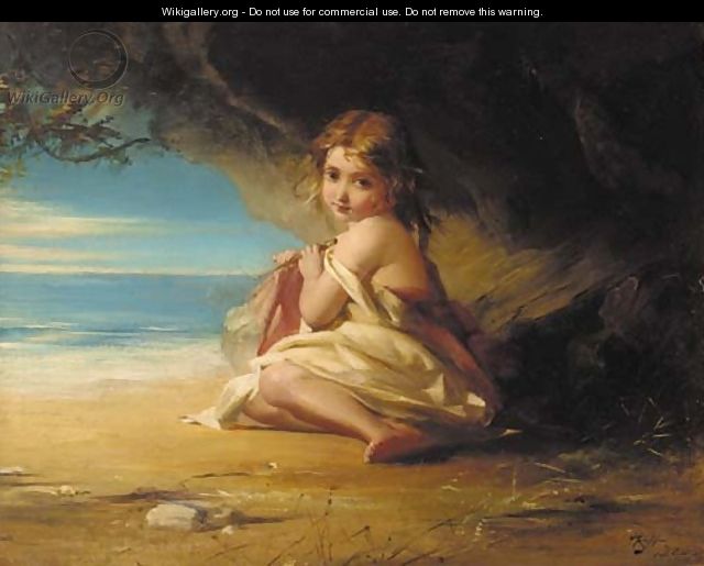 A young girl by the shore - Robert Herdman