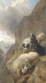 Sheepdogs with a stricken sheep in a mountainous Highland landscape - Richard Ansdell