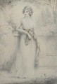 Portrait of a lady, small full-length, standing before a balustrade - Richard Cosway