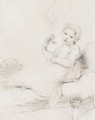 A child, seated on a sofa, holding a posy of flowers - Richard Cosway