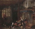 A domestic interior with a family seated by the hearth - Richard Brakenburgh