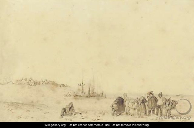 Fisherfolk at low tide, Normandy - Richard Parkes Bonington