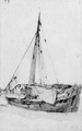 A beached fishing boat - Richard Parkes Bonington