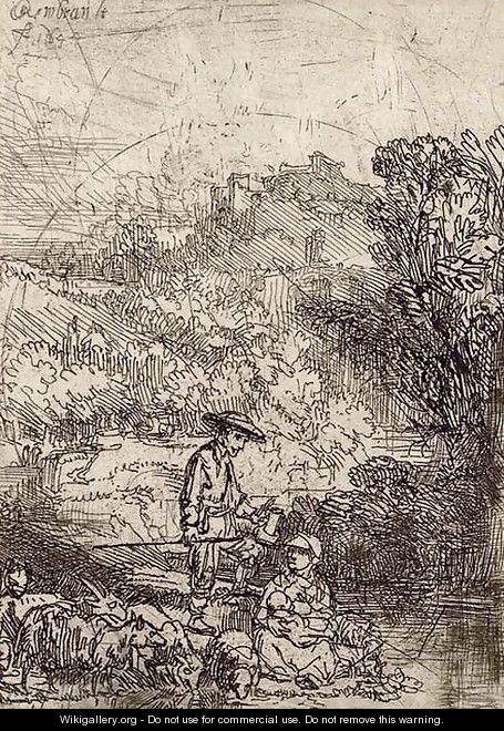 A Shepherd and his Family - Rembrandt Van Rijn