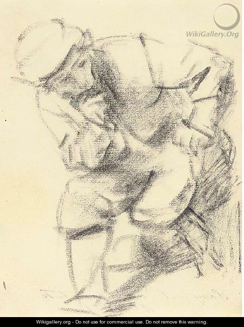 A seated man leaning forward and looking to the right - Rembrandt Van Rijn