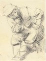 A seated man leaning forward and looking to the right - Rembrandt Van Rijn