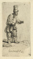 A Peasant in a high Cap, standing leaning on a Stick 2 - Rembrandt Van Rijn