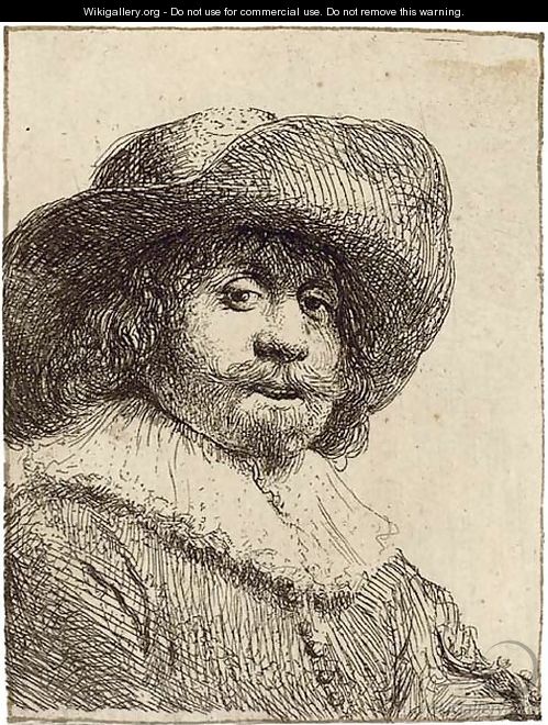 A Man in a broad-brimmed Hat - Rembrandt Van Rijn