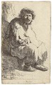 A Beggar seated on a Bank - Rembrandt Van Rijn