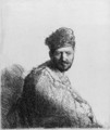 A bearded Man in a furred oriental Cap and Robe the Artist's Father - Rembrandt Van Rijn