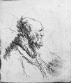 A bald old Man with a short Beard, in Profile Right - Rembrandt Van Rijn