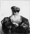 An old Man with Beard, fur Cap and velvet Cloak - Rembrandt Van Rijn