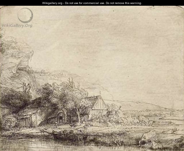 Landscape with two Cows - Rembrandt Van Rijn