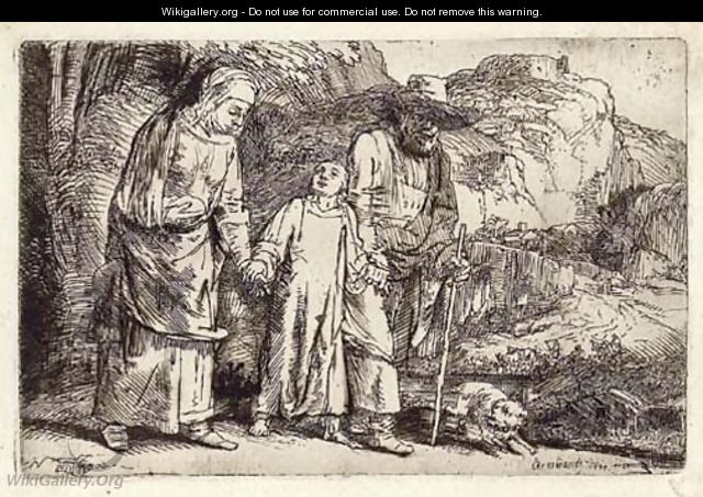 Christ returning from the Temple with his Parents - Rembrandt Van Rijn