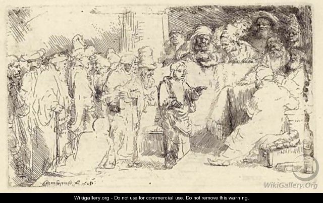 Christ disputing with the Doctors A Sketch - Rembrandt Van Rijn