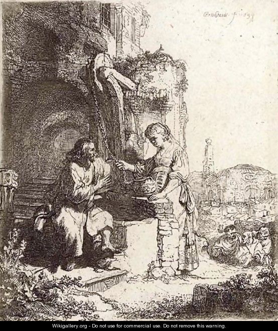 Christ and the Woman of Samaria among Ruins - Rembrandt Van Rijn