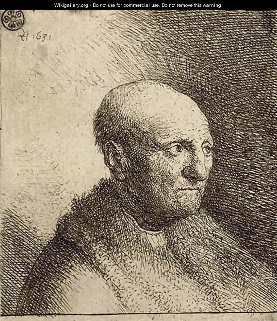 Bald Man in a Fur Cloak Bust - Harmenszoon van Rijn Rembrandt