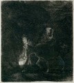 The Flight into Egypt A Night Piece - Rembrandt Van Rijn