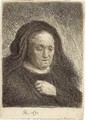The Artist's Mother with her Hand on her Chest small Bust - Rembrandt Van Rijn