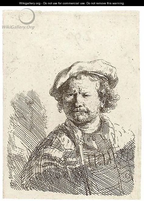 Self-Portrait in a flat Cap and embroidered Dress 2 - Rembrandt Van Rijn