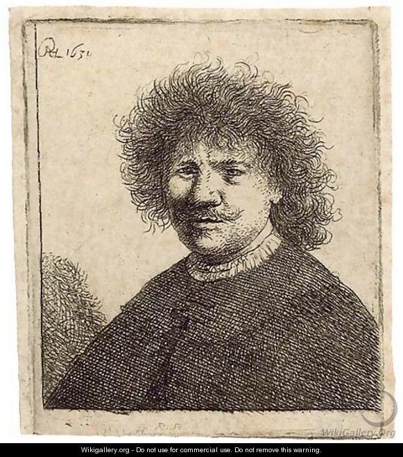 Self-Portrait in a Cloak with a falling Collar Bust - Rembrandt Van Rijn