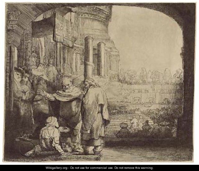 Saint Peter and Saint John healing the Cripple at the Gate of the Temple - Rembrandt Van Rijn