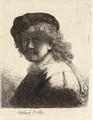 Rembrandt in Cap and Scarf with the Face dark, Bust - Rembrandt Van Rijn