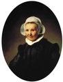 Portrait of a lady, aged 62, perhaps Aeltje Pietersdr. Uylenburgh, wife of Johannes Cornelisz. Sylvius, half-length, in black costume - Rembrandt Van Rijn