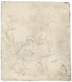 The Rest on the Flight into Egypt Lightly etched - Rembrandt Van Rijn