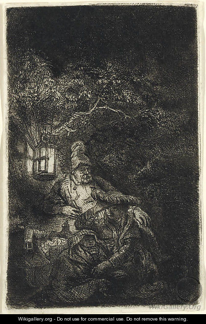 The Rest on the Flight into Egypt A Night Piece - Rembrandt Van Rijn