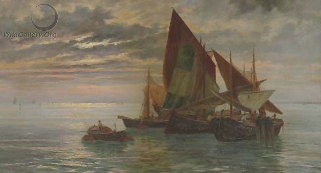 Boats at Sunset - Pietro Gabrini