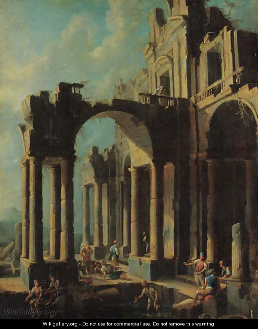 Peasants amongst classical ruins - Pietro Cappelli