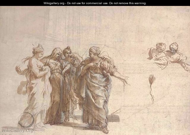 Six female figures for an allegory in honour of the Collegium Romanum and the House of Borghese - Pietro Da Cortona (Barrettini)