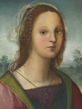 Portrait of a young lady, bust-length, with a pearl headdress, a landscape beyond 2 - Raffaellino del Garbo
