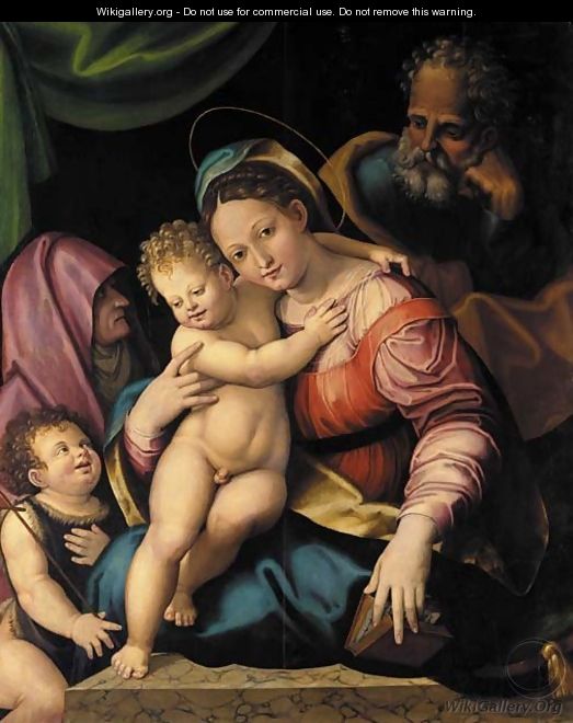 The Holy Family with Saint Elizabeth and the Infant Saint John the Baptist - Raffaellino Del Colle