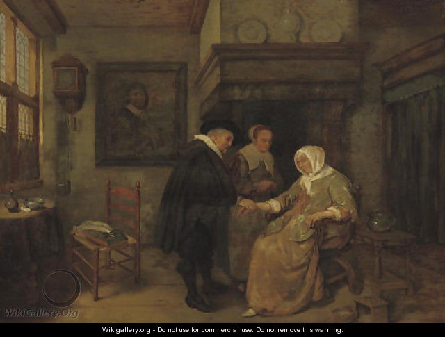 A doctor visiting a sick woman - Quiringh Gerritsz. van Brekelenkam