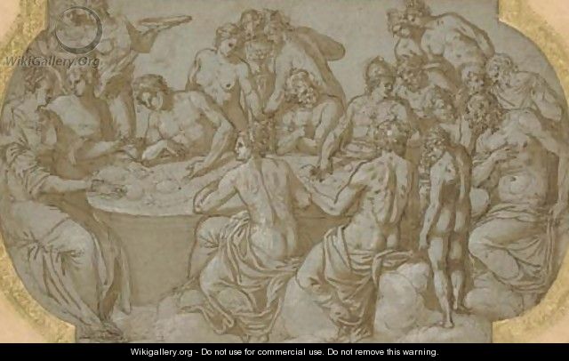 The Feast of the Gods Design for a ceiling compartment - Prospero Fontana