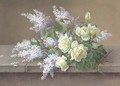 Bouquet with Roses and Lilacs - Paul De Longpre