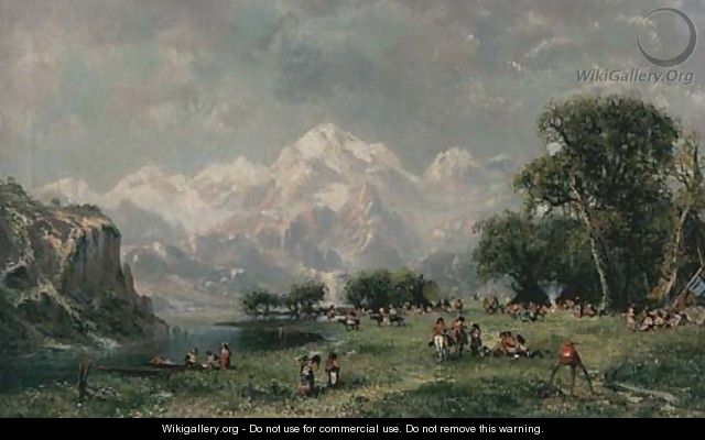Sioux Encampment in the Rocky Mountains - Ramsome Gillet Holdredge