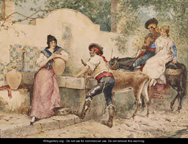 Flirtation by the Well - Ramon Tusquets y Maignon