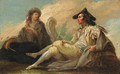 A Youth seated with a Basket; and A seated Majo and Maja in Conversation - Ramón Bayeu Y Subias
