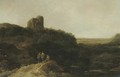 A Landscape With Peasants Resting On A Knoll, A Tower Beyond - Pieter de Molyn
