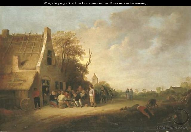 Peasants merrymaking outside an inn - Pieter de Bloot