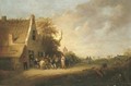 Peasants merrymaking outside an inn - Pieter de Bloot