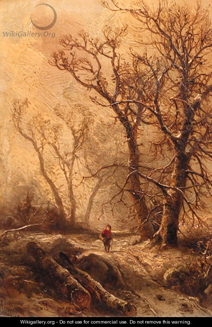 A forest in winter - Pieter Lodewijk Francisco Kluyver