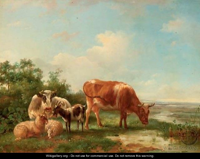 Cattle in an extensive river landscape - Pieter Jan Guise