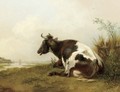 A cow resting in a meadow - Pieter Gerardus Van Os